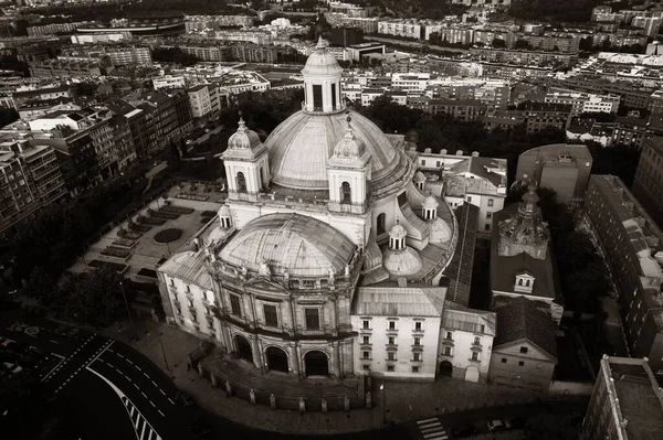Flygfoto Över Royal Basilica San Francisco Grande Vid Soluppgången Madrid — Stockfoto