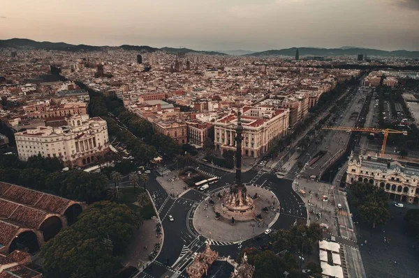 Monument Christopher Columbus Air View Barcelona Spain — стокове фото