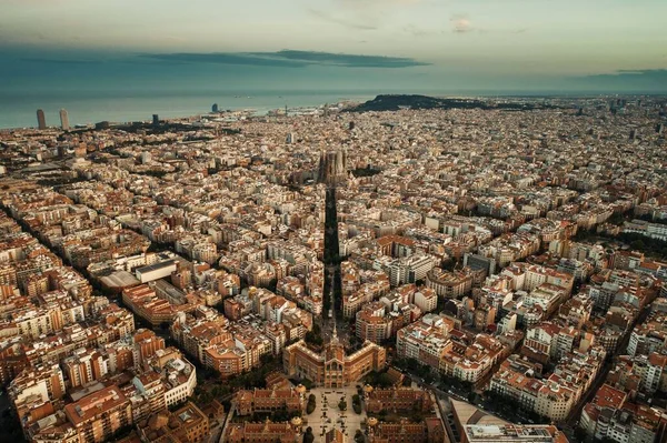 Barcelona Skyline Flygfoto Med Byggnader Spanien — Stockfoto