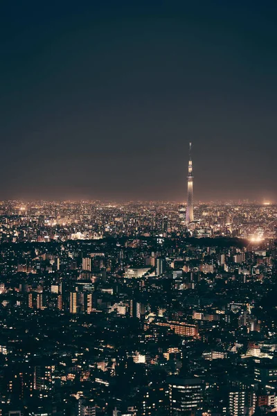 Tokyo Skytree Skyline Urbain Vue Sur Toit Nuit Japon — Photo