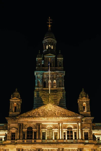 City Council Building Night View George Glasgow Escócia Reino Unido — Fotografia de Stock