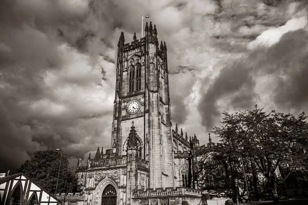 Manchester Cathedral Gotisk Historisk Arkitektur Närbild England Storbritannien — Stockfoto