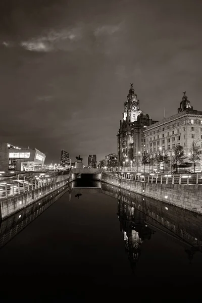 Architecture Historique Liverpool Avec Paysage Urbain Nuit Dans Centre Ville — Photo