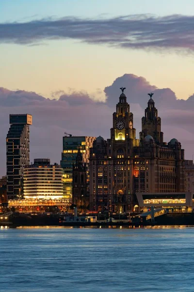 Liverpool Royal Liver Building Night Buildings England United Kingdom — Stock Photo, Image