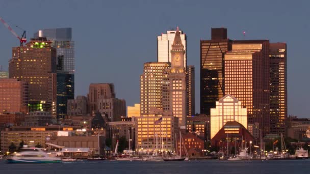 Sonnenaufgang der Skyline von Boston im Zeitraffer — Stockvideo