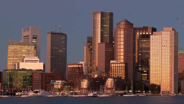 Boston város városképe idő vége napkelte — Stock videók