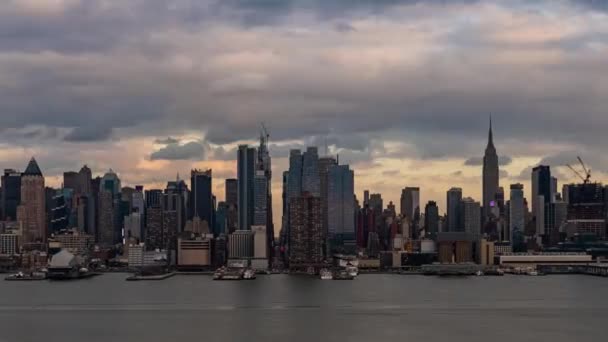 New York City Skyline Stadtbild Mit Architektur Zeitraffer — Stockvideo