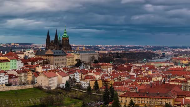 Prague City Skyline Την Αρχιτεκτονική Και Την Αστική Άποψη Time — Αρχείο Βίντεο