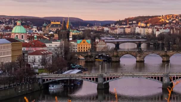 Архитектура Праги Время Постройки Моста Чехии — стоковое видео