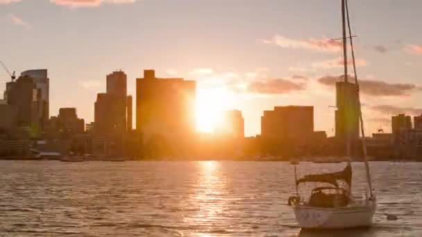 Время заката в Бостоне — стоковое видео