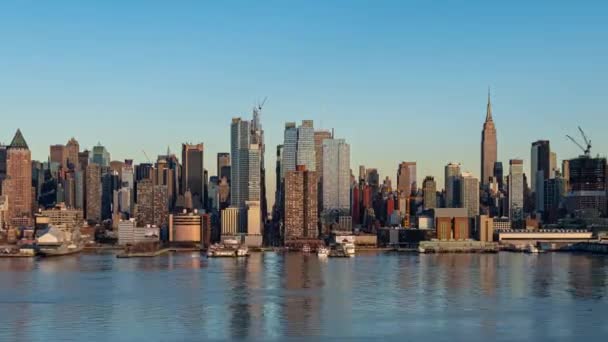 New York City Skyline Stadsgezicht Met Architectuur Time Lapse — Stockvideo