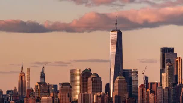New York City Skyline Tid Förfaller Med Arkitektur — Stockvideo