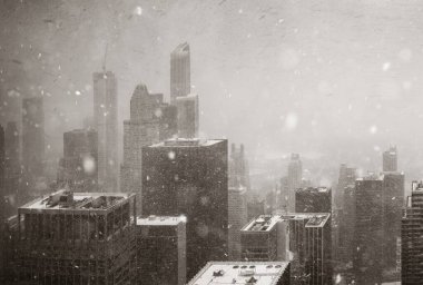 Kış fırtınasında New York City gökdelenleri