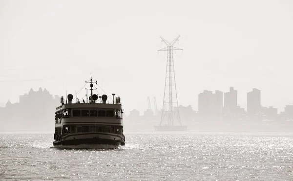Boot Und Skyline Der Stadt Xiamen Fujian China — Stockfoto