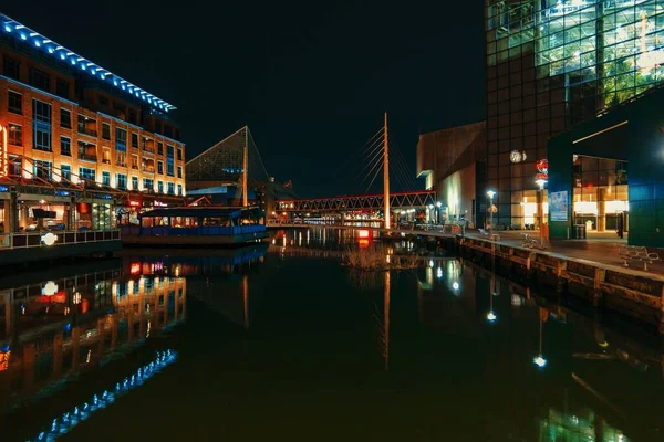 Baltimore Vista Calle Del Distrito Del Puerto Interior Con Edificios — Foto de Stock