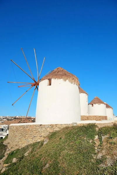 Moulin Vent Comme Célèbre Point Repère Île Mykonos Grèce — Photo