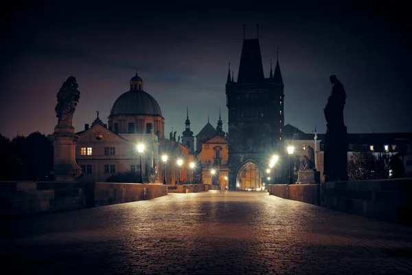 Charles Bridge Prague Czech Republic Night — Stock Photo, Image