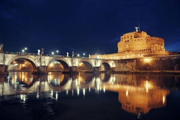Castel Sant Angelo Itália Roma Noite Sobre Rio Tibre Com — Fotografia de Stock