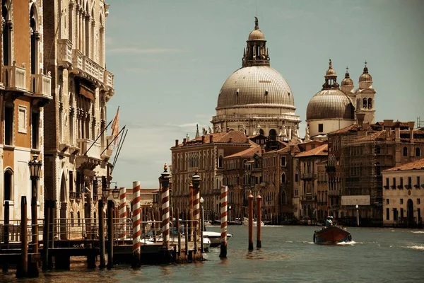 Canal Venise Occupé Église Santa Maria Della Salute Italie — Photo