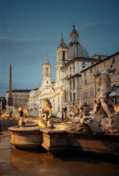 Fontána Neptun Piazza Navona Římě Itálie — Stock fotografie