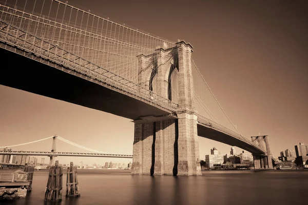 Brooklyn Brug Aan Waterkant Het Centrum Van Manhattan New York — Stockfoto