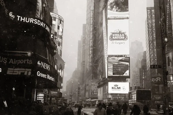 Nova Iorque Eua Jan 2019 Times Square Vista Rua Neve — Fotografia de Stock