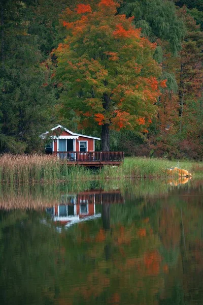 Mooie Herfstkleuren Met Meer New England Verenigde Staten — Stockfoto