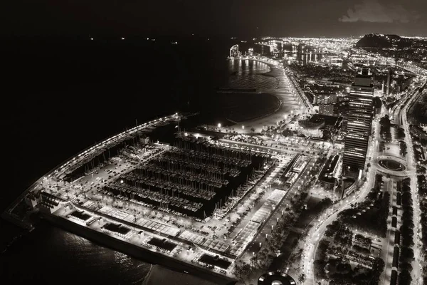 Vue Aérienne Côte Barcelone Nuit Espagne — Photo