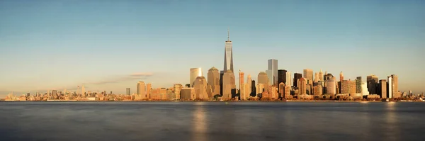 Panorama Horizonte Nova York Com Arranha Céus Sobre Rio Hudson — Fotografia de Stock