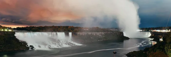 Niagarafallen Natten Panorama Som Det Berömda Naturlandskapet Kanada — Stockfoto