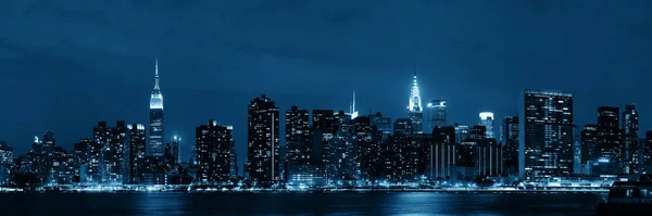 Midtown Manhattan Skyline Dusk Panorama East River — Stock Photo, Image