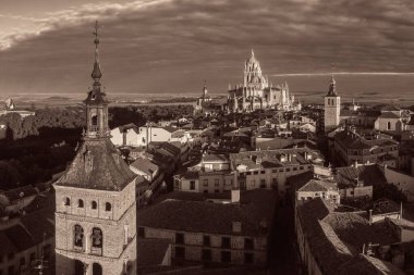 İspanya 'daki Segovia Katedrali hava manzarası.