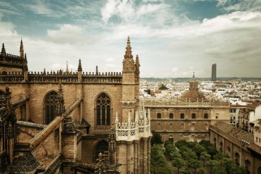 Seville, İspanya 'daki Sevilla Katedrali' nin Saint Mary Katedrali..