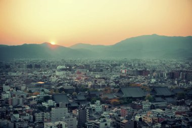 Kyoto şehir çatı manzarası yukarıdan. Japonya.