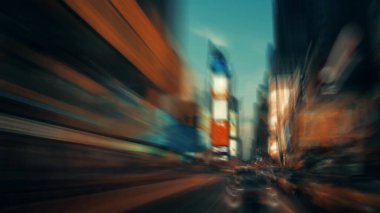 Times Meydanı sokak manzarası. Manhattan 'ın göbeğinde şiddetli kış karı var..