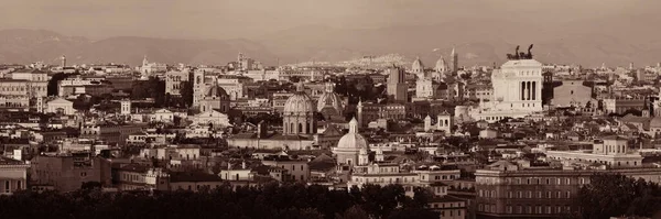 Roma Vista Panorâmica Telhado Com Arquitetura Antiga Itália Preto Branco — Fotografia de Stock