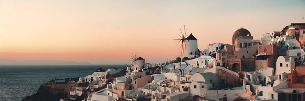 Coucher Soleil Sur Les Toits Santorin Avec Bâtiments Grèce — Photo