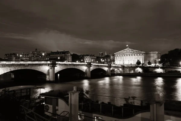 Paris River Seine Con Pont Concorde Assemblee Nationale Tramonto — Foto Stock