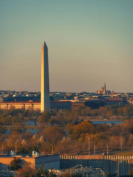 Washington Monument Als Nationaal Monument Gezien Vanaf Het Dak Washington — Stockfoto