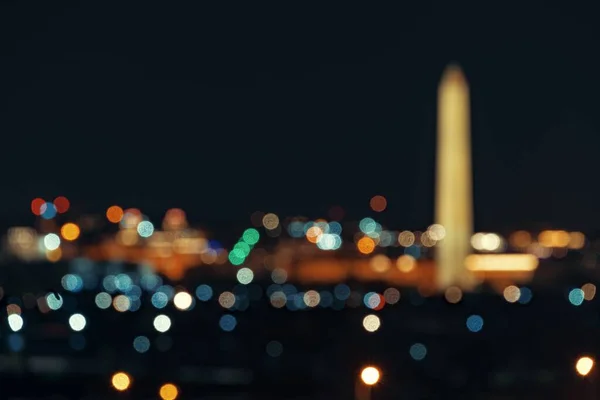 Washington Monument Bokeh Comme Point Repère National Nuit Washington — Photo