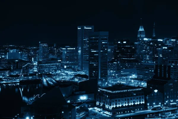 Внутренняя Гавань Балтимора Вид Крышу Ночью Городских Зданий — стоковое фото