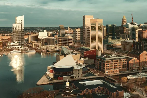 Baltimore Dalam Pelabuhan Kabupaten Atap Pandangan Saat Matahari Terbit Dengan — Stok Foto