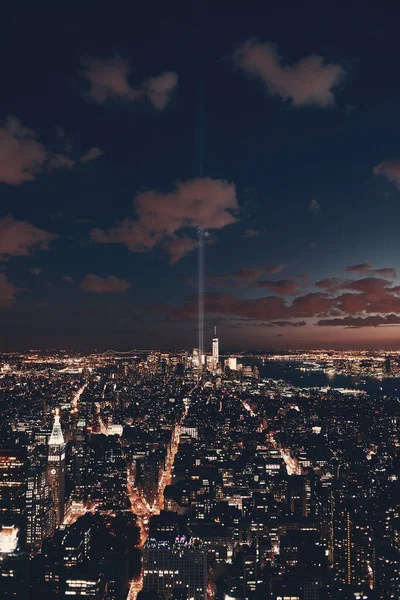 Nowy Jork Centrum Miasta Widok Panoramę Miasta Nocy Września Hołd — Zdjęcie stockowe