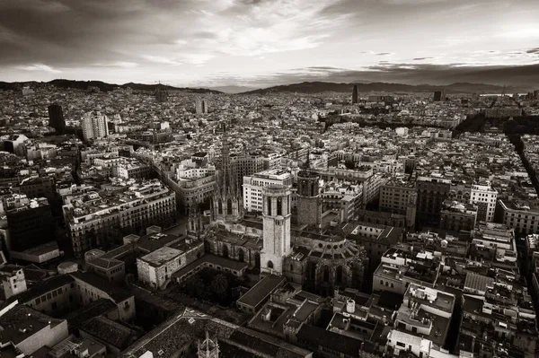 Vista Aérea Del Barrio Gótico Barcelona España —  Fotos de Stock