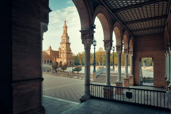 Plaza Espana Piazza Spagna Vista Vicino Siviglia Spagna — Foto Stock