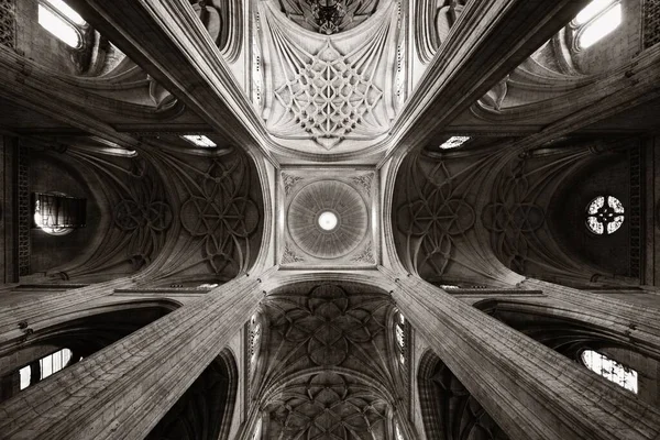 Ancient Architecture Ceiling Cathedral Segovia Interior View Spain — Stock Photo, Image