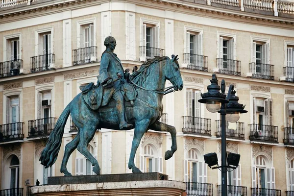 Spanya Madrid Deki Puerta Del Sol Sırtında Kral Iii Carlos — Stok fotoğraf