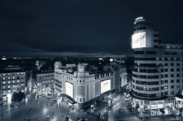 Vista Aérea Edifícios Cidade Torre Glories Distrito Negócios Noite — Fotografia de Stock