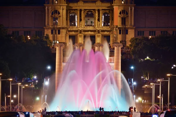 Magic Fountain Show Marco Placa Espanya Barcelona Espanha — Fotografia de Stock