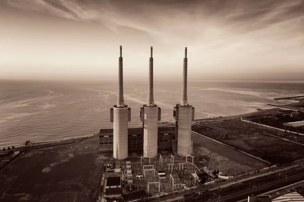 Besos Thermic Power Plant Aerial View Barcelona Coast Spain — Stock Photo, Image